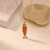 Colored Enamel Fish Pendant Necklace For Women Men Charm Marine Life Female Necklace Snake Chain Cute Stainless Steel Jewelry