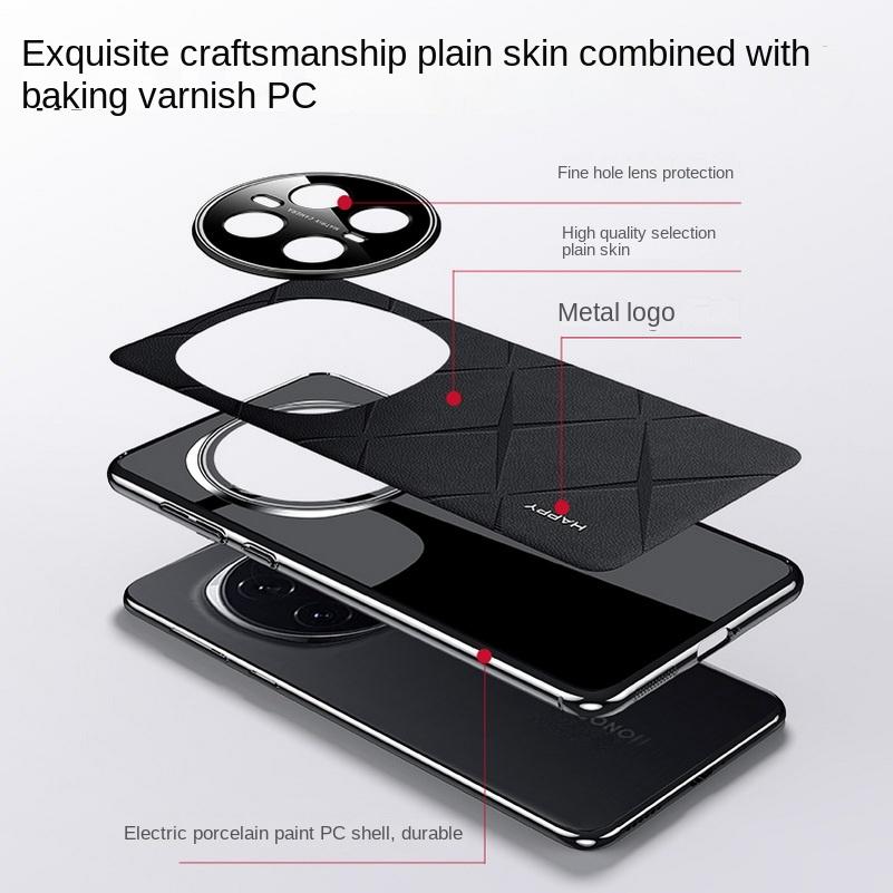 Plain Leather + Camera Lens Protection Case For Honor Magic 7 Pro 7 Magic 6 Pro RSR X60 Pro X9C Slim Good Texture Cover