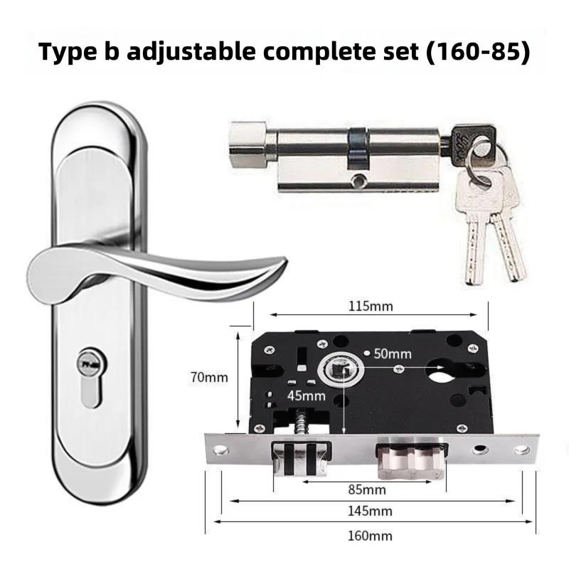 Universal Stainless Steel Indoor Door Lock Adjustable Wooden Door Handle for Bedroom Security Tamper-Free Household Safety
