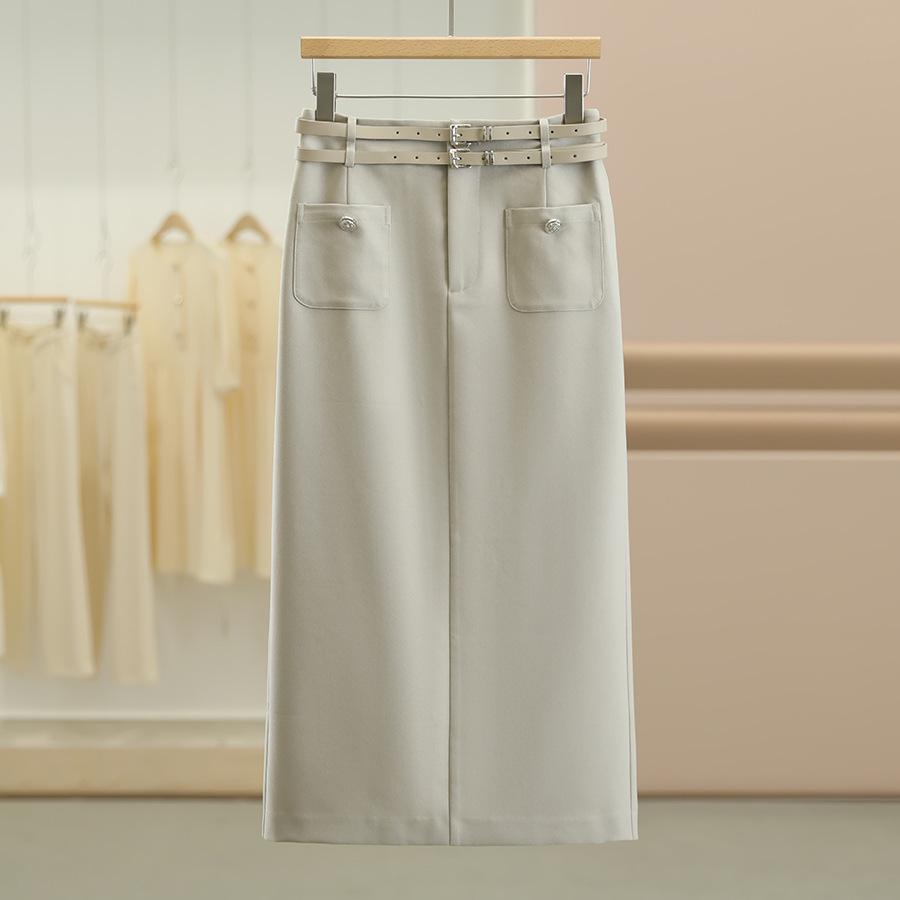 Osthiawen Brand High-Waisted Slimming Midi Skirt for Women - Perfect for Autumn.