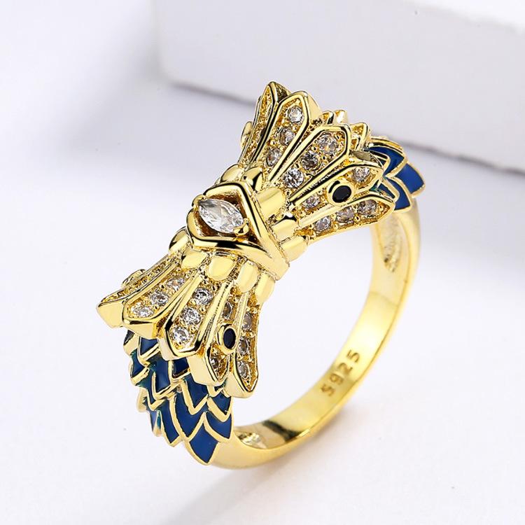 

Изысканное ретро золотое кольцо с цветком рыбы ручной работы эмалированные волосы дамы ручной работы рождественский подарок No. 10