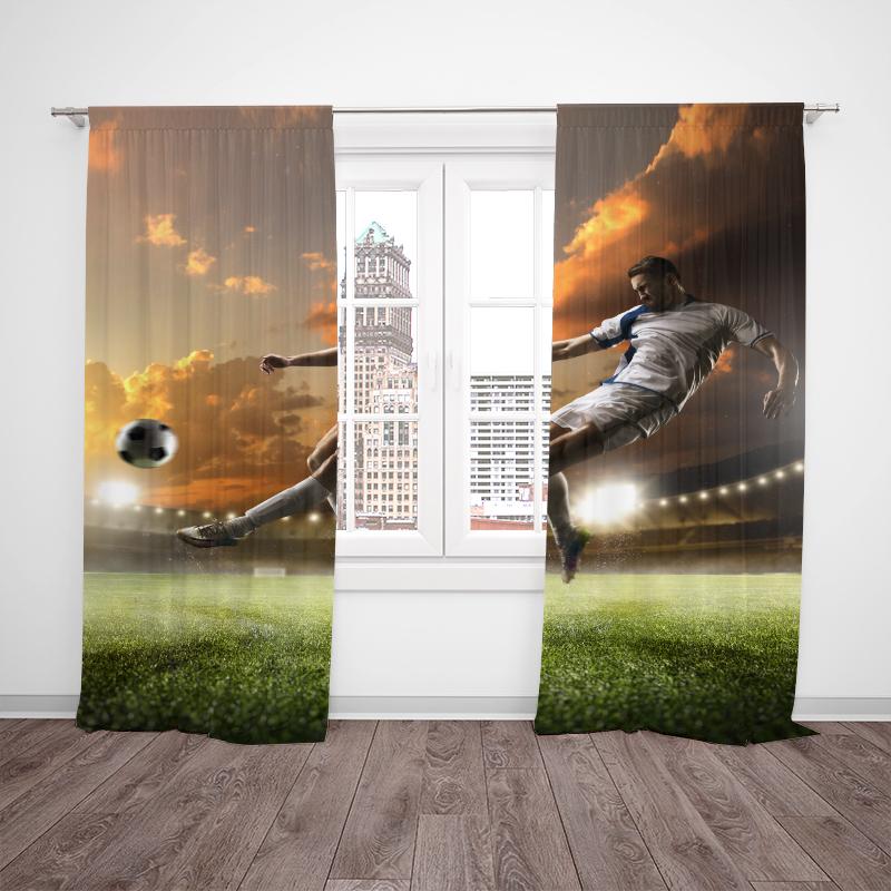 Football Player - HD Printed Curtain - Polyester material - Suitable for bedroom   living room   study (customizable)