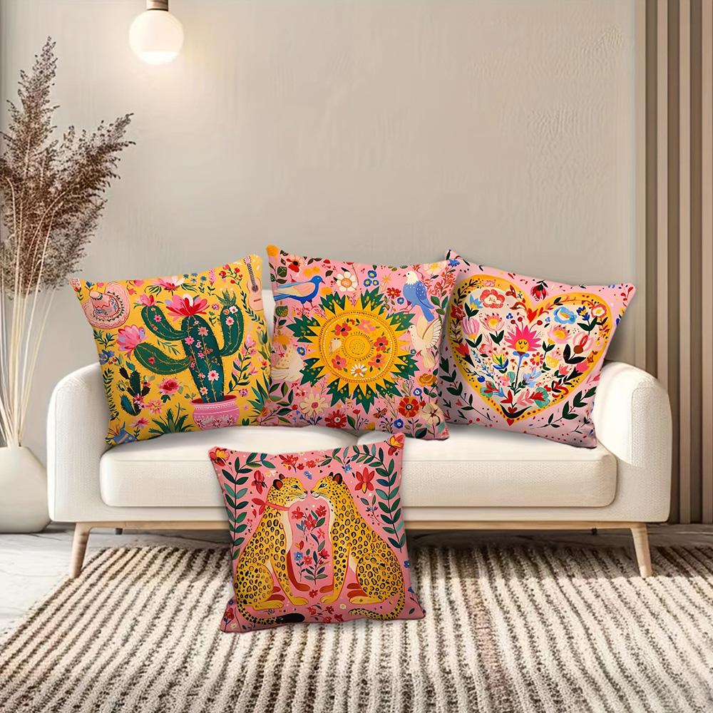 Kolorowe Poszewki Dekoracyjne z Motywami Kwiatowymi i Zwierzęcymi dla Stylowych Akcentów Domowych Poszewka na poduszkę na sofę dekoracja pokoju domowego