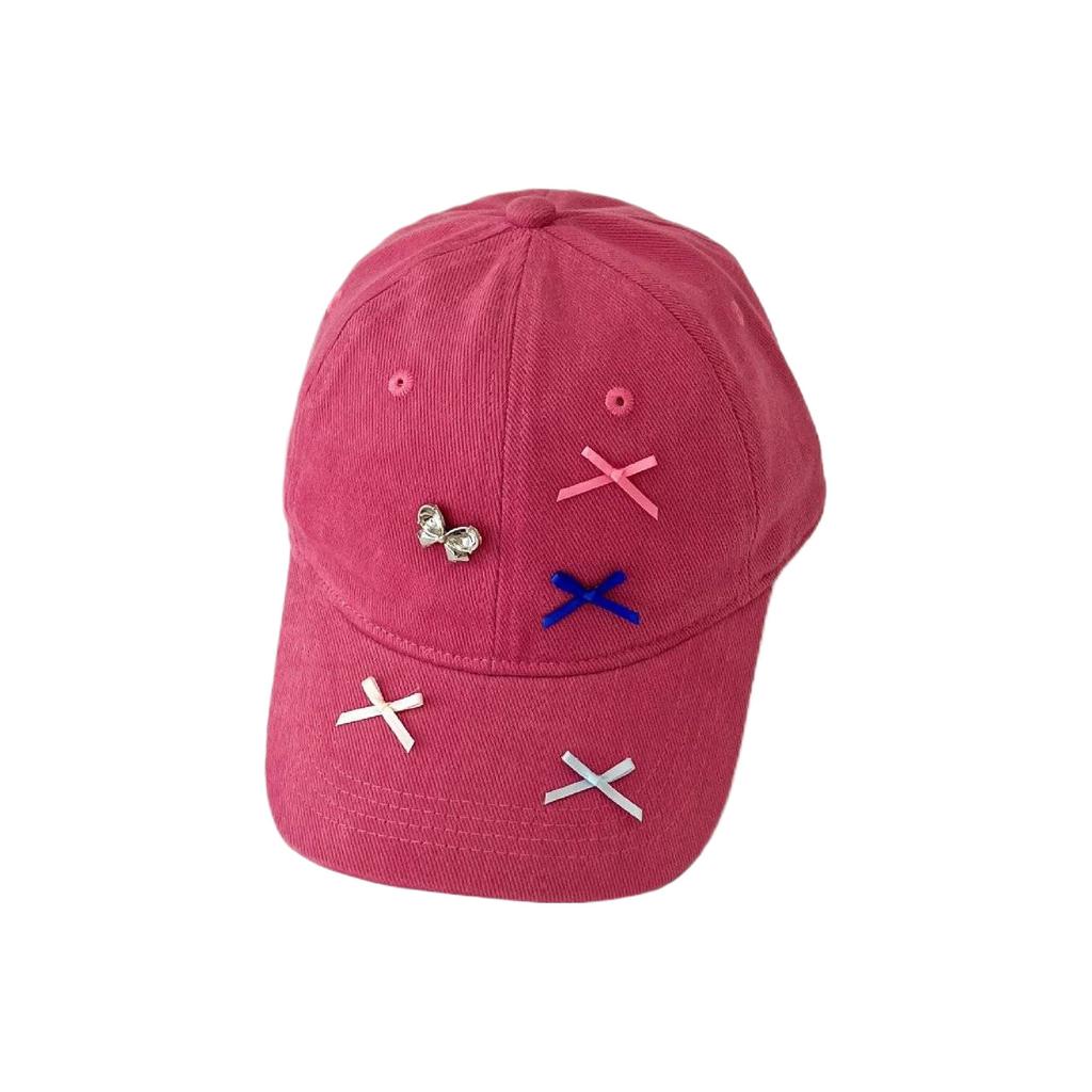 Spring And Summer Bow Baseball Cap Women'S Versatile Cute Big Head Circumference Showing Face Small Peaked Cap Big Face Hat