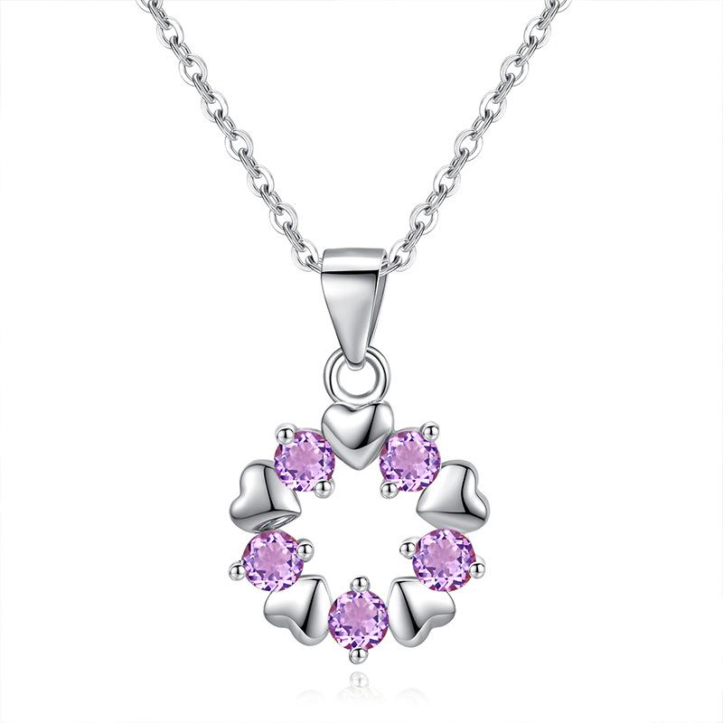 

New s925 sterling silver lucky natural spar round necklace fashion temperament collarbone chain silver jewelry fashion retro jewelry gift 925 silver