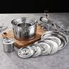 1Pc 28/30/32Cm Silver Round Pot Lid Kitchen Thicken Stainless Steel Saucepan Cover Replacement Universal Kitchen Food Lid