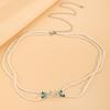 Double Love Rice Beads Turquoise Anklet for Beach Fashionistas