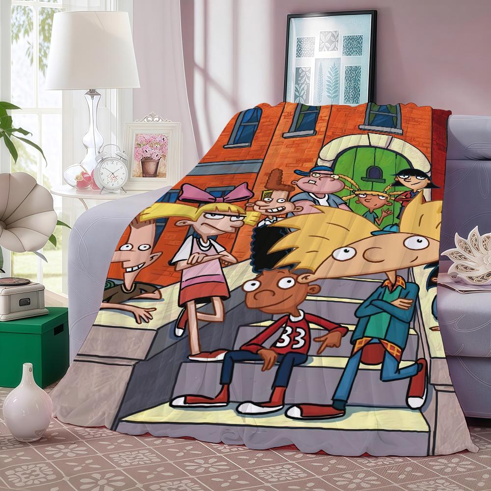 Cartoon H-Hey A-Arnold Comedy Funny Blanket Warm And Soft Suitable For Bedroom Living Room Sofa Bed Office Travel Camping
