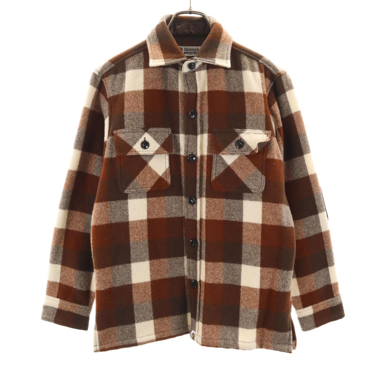 

A BATHING APE made in Japan Check Pattern Long sleeve Wool shirt Men s Used
