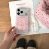 New 2026 INS Pink Ballet Bunny Lace Phone Case For iPhone 17 16 15 14 Pro Max with Rhinestone and Beaded Chain Shockproof Cover