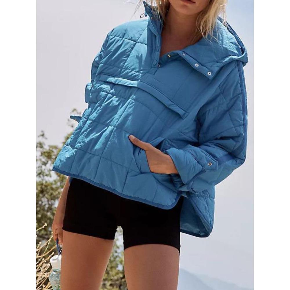 

Женская однотонная свободная повседневная хлопковая куртка с длинными рукавами и капюшоном 3XL синий