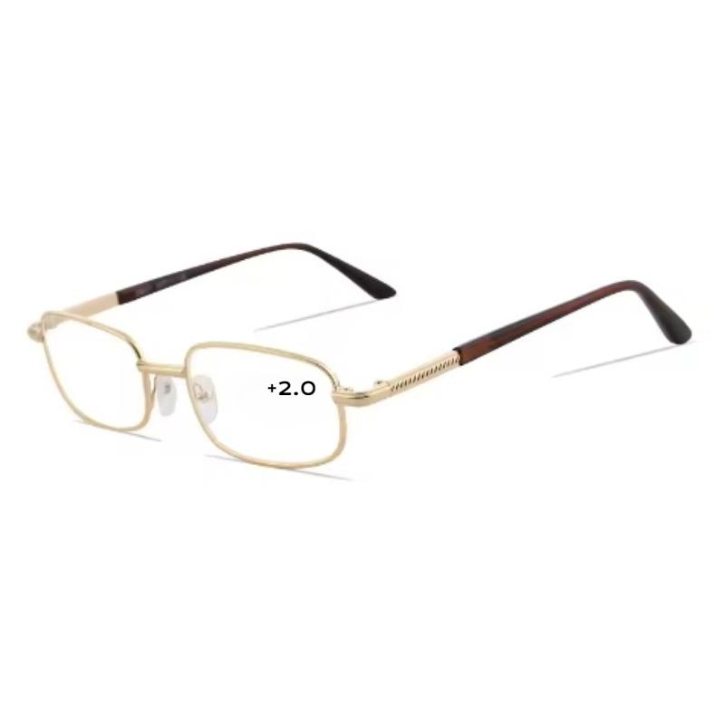 Metal Frame Square Reading Glasses Anti-fatigue Fashion HD Glass Lens Definition Presbyopia Diopter +1.0+1.5+2.0+2.0+3.0+3.5+4.0