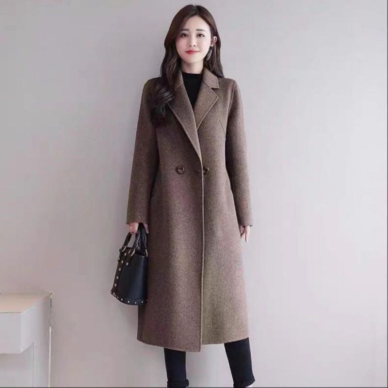 Autumn and Winter Latest Woolen Coat Womens Medium and Long Over-knee Relaxed Fit and Thin Stylish Coat Women