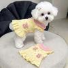 Cute Pet Dog Dress With Flutter Sleeves Princess Style Small Breeds Like Teddy Bichon Poodle All Yellow