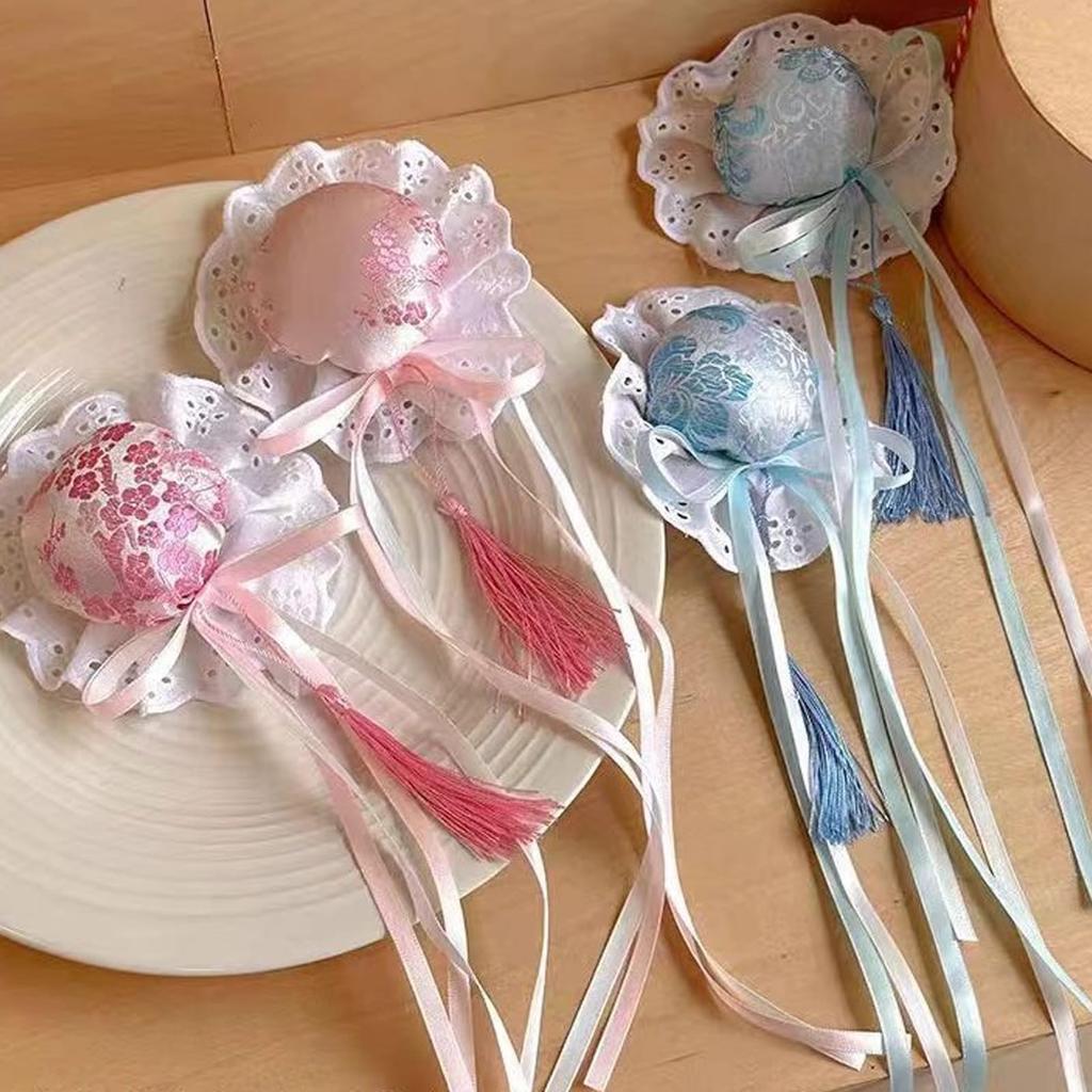 Chinese Bun Cover with Cotton Filling, Chinese Lolita Hair Ornament, Bun Hairpin, Ribbon, Chinese Lolita Hair Clip, Halloween, School Festival,