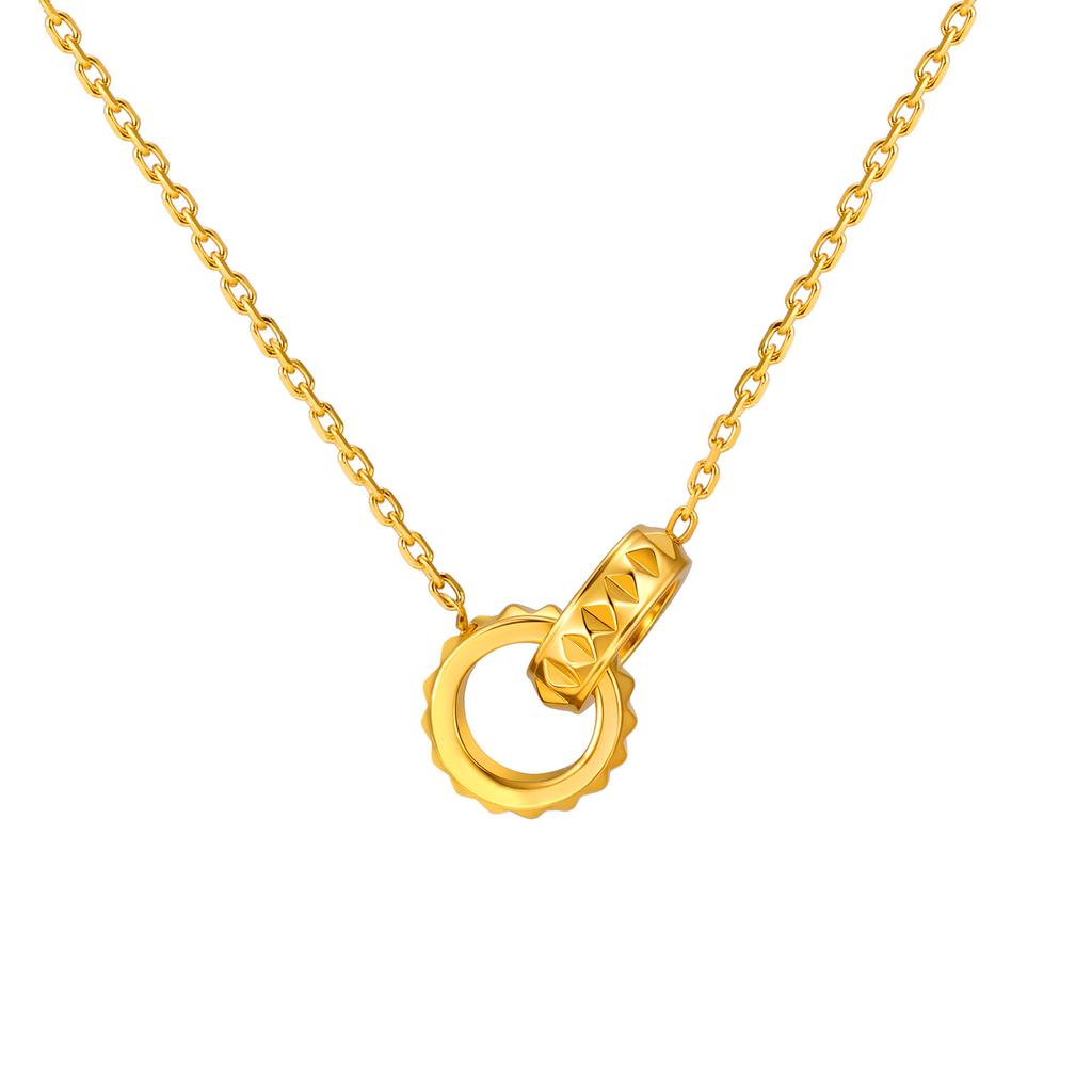 Wind Collarbone Chain Stainless Steel Batch Corner Cross Chain Double Ring Rivet Necklace 18K Gold Nc-2250