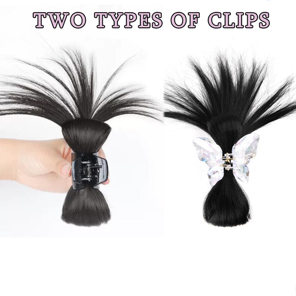 Synthetic Hair Crystal Butterfly Clasp Bun Scrunchie Claw Clip In Hairpiece Hair Extensions Natural Fake Hair Accessories