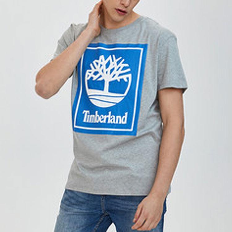 Timberland Tricou Casual cu Gât Rotund, Imprimat, cu Mânecă Scurtă, Topuri pentru Bărbați, Gri A1OA2052
