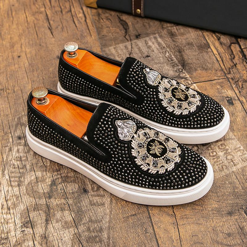 Fashion New Men's Casual Shoes Comfortable Soft Punk Style Board Shoes Fashion Loafers Anti Slip Wear Resistant Personalized Sneakers