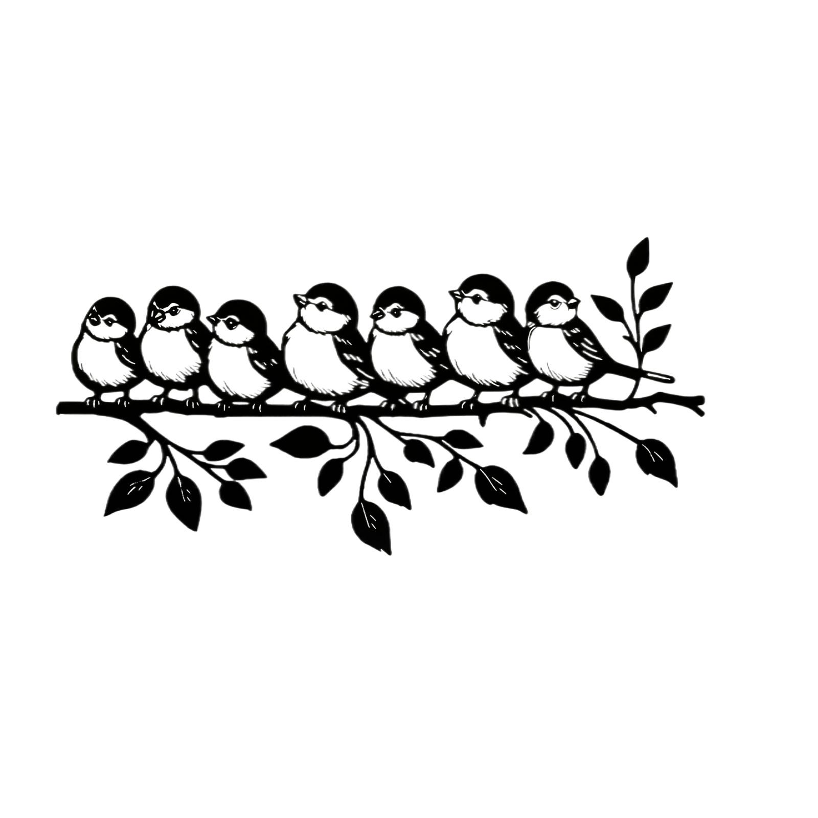 

Metal Wall Art Seven Birds Silhouette on Branch Rust Effect Iron Craft Decorative Hanging Sculpture for Indoor Outdoor Display one size чёрный