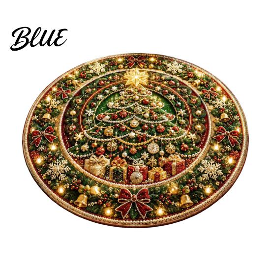 Decorative Holiday Floor Covering Round Christmas 3D Rug Optical Illusion Area Santa Gnome Rug for Living Room Entrance Pattern Non-slip Mat