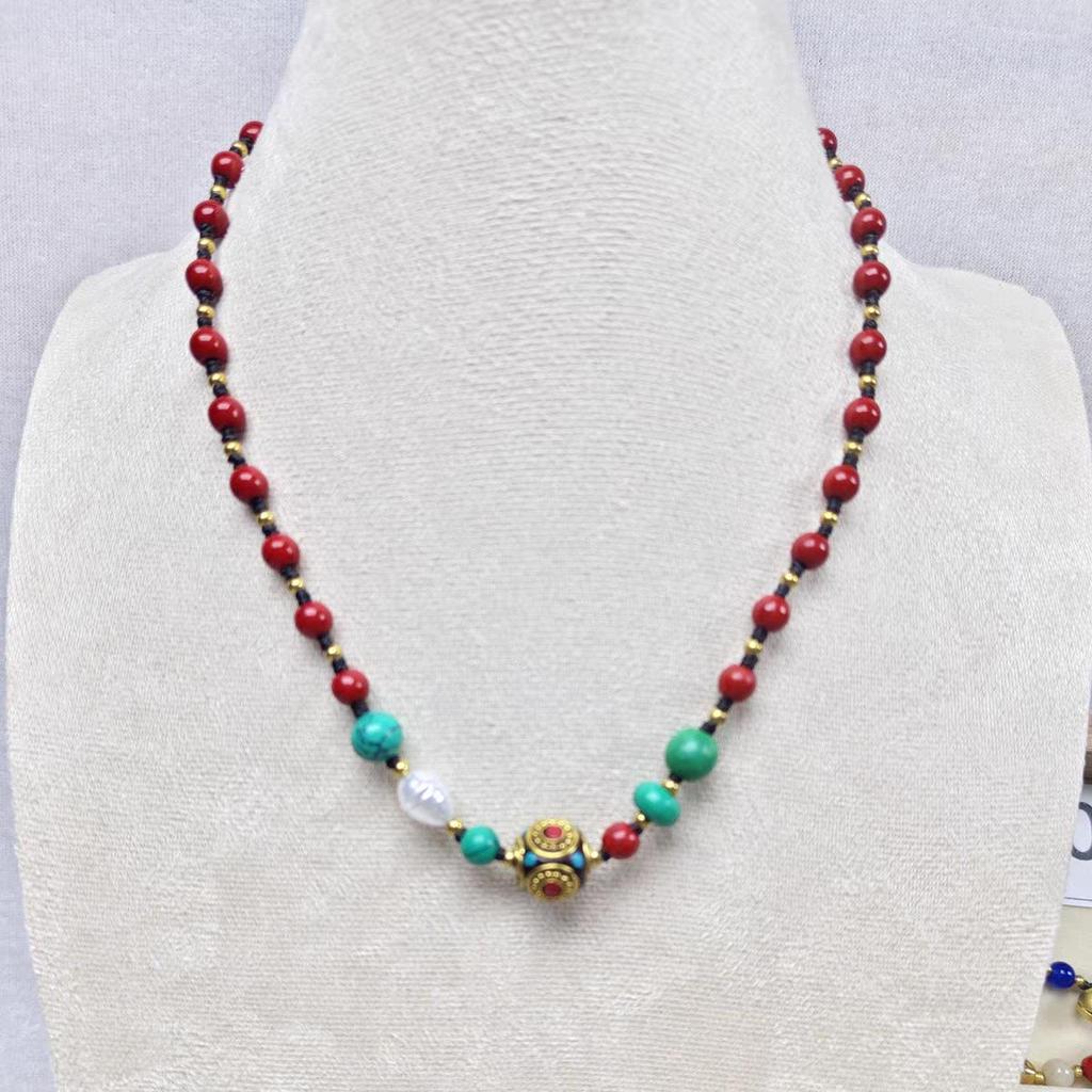 Handmade Nepal Ethnic Woven Clavicle Chain - Women’s Vintage Style Sweater Necklace, Versatile Design