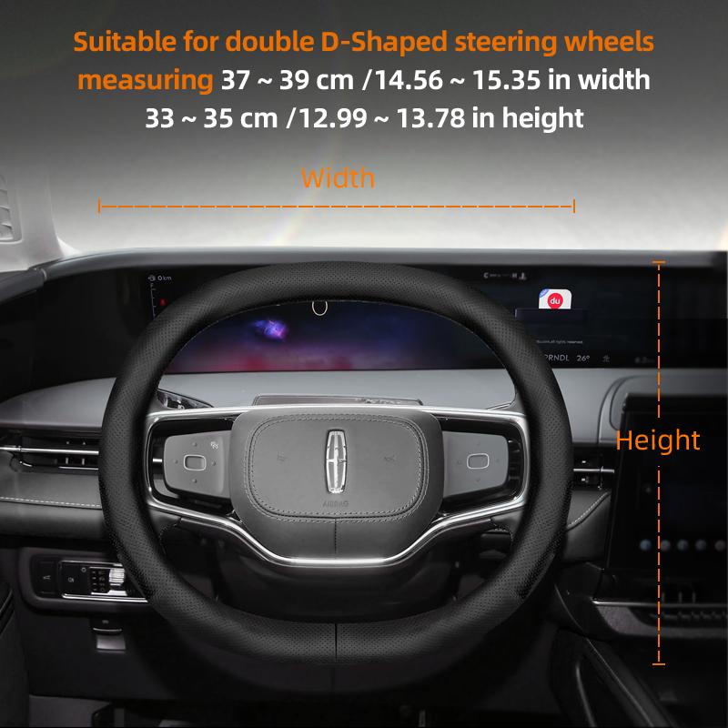 For Lincoln Z MKZ MKT MKC MKX MKS Navigator Aviator Nautilus Corsair Continental Leather Breathable Car Steering Wheel Cover