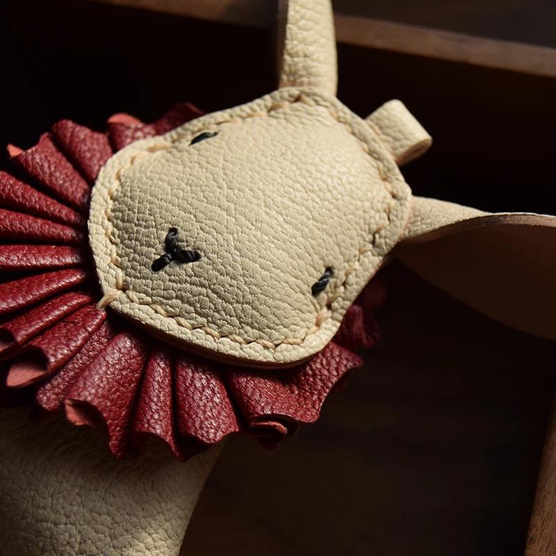 Genuine Leather Rabbit Leather Car Key Bag Pendant Handmade Charm Personalized Trendy Girl Gift Bag Accessories
