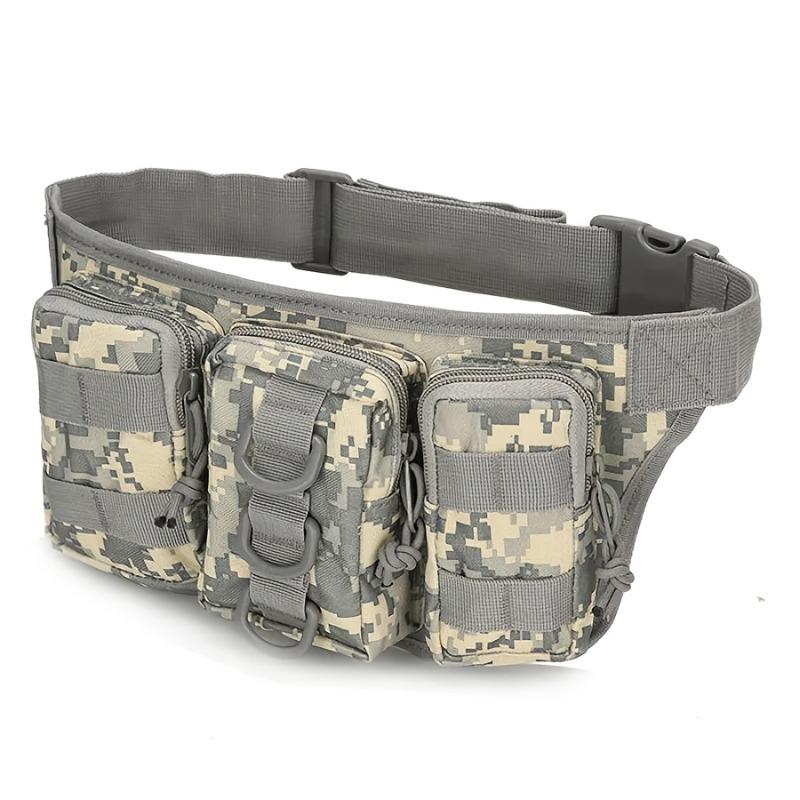 Men's Tactical Waist Bag with System, Hands-Free Outdoor Pack for Camping Hiking Hunting, Durable Nylon Survival Gear