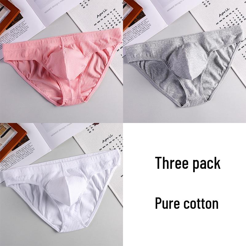 Herren Reine Baumwolle Atmungsaktive Gerippte Slips - Jugend U-Beule Sexy High-End Shorts