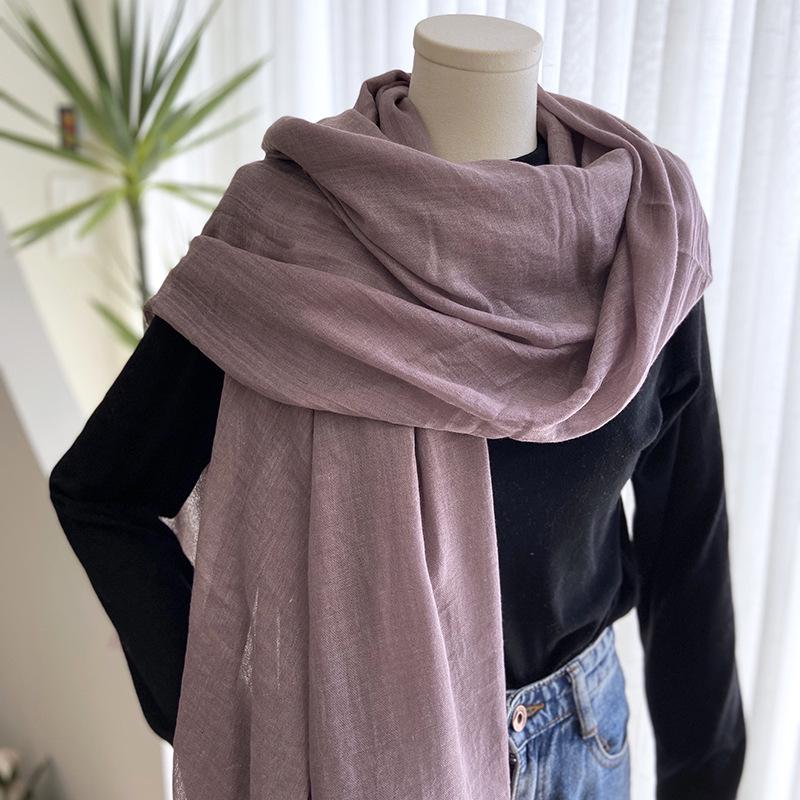 Women's Summer Sun Protection Scarf: Cotton & Linen, Japanese & Korean Style, Medium-Long, Lightweight Shawl
