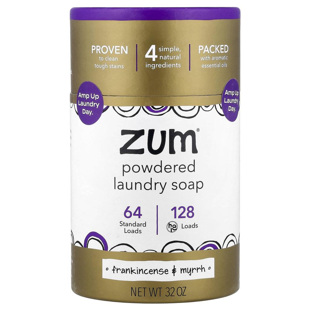 ZUM, Powdered Laundry Soap, Frankincense & Myrrh, 32oz
