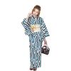[Fuuka] Yukata 2-piece Set for Women, Free Size, Cherry Blossom BlueBlack (Heiko ObiMade In JapanOff-White) X1413B104