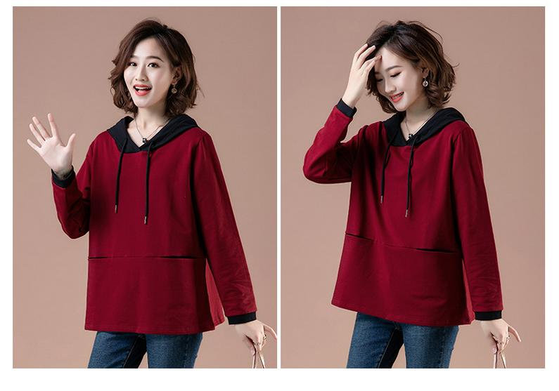 Women's Plus Size Velvet Hooded Sweatshirt - 2025 Autumn/Winter Mid-Aged & Sister Collection