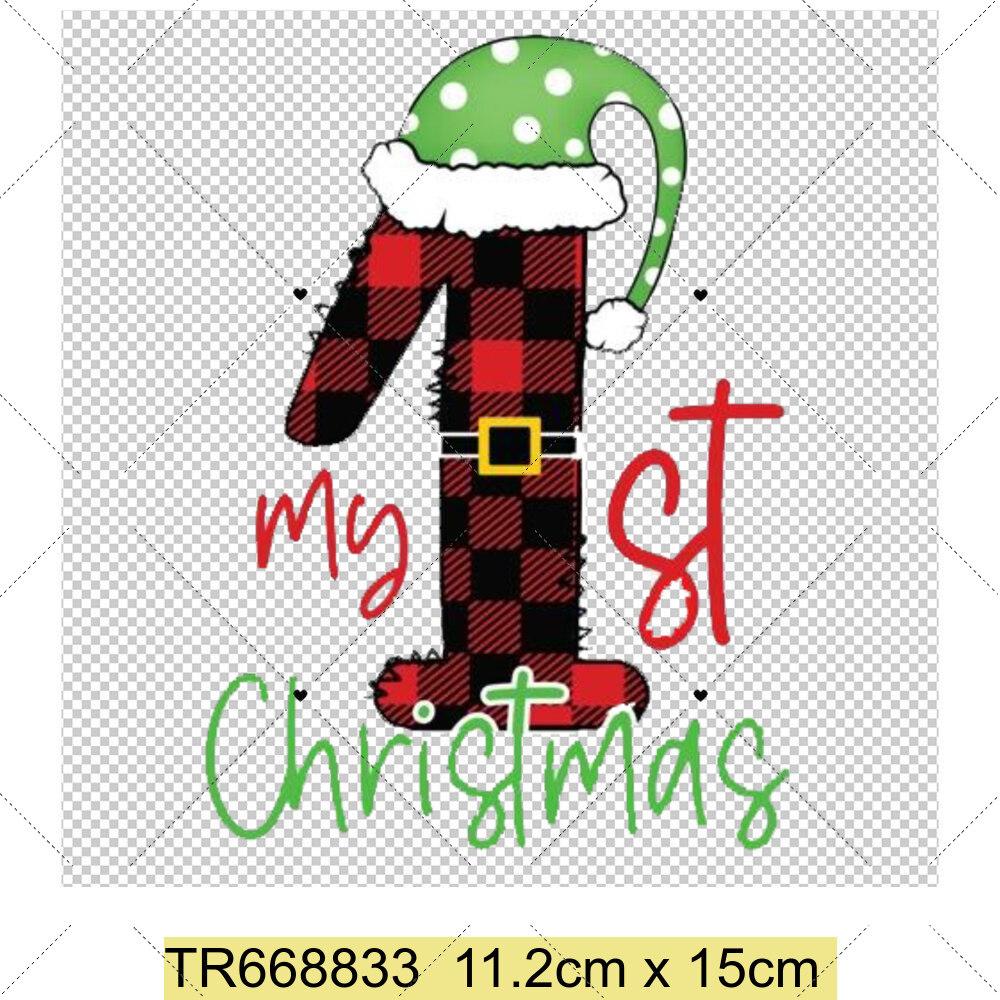 My First Chrismas DIY Clothing Heat Transfer Sticker Kids T-shirt Infant Romper Clothing Patches Heat Transfer Xmas Sticker
