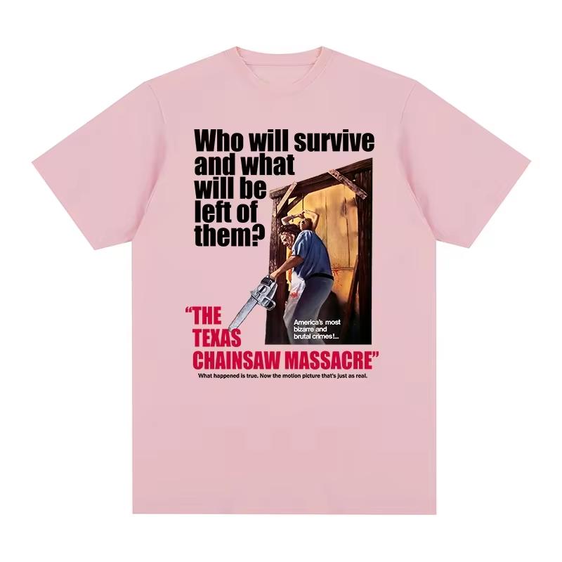 2026 Neu The Texas Chainsaw Massacre Vintage Horrorfilm-Poster-Stil Grafikdruck Unisex 100% Baumwolle Rundhals Kurzarm T-Shirt