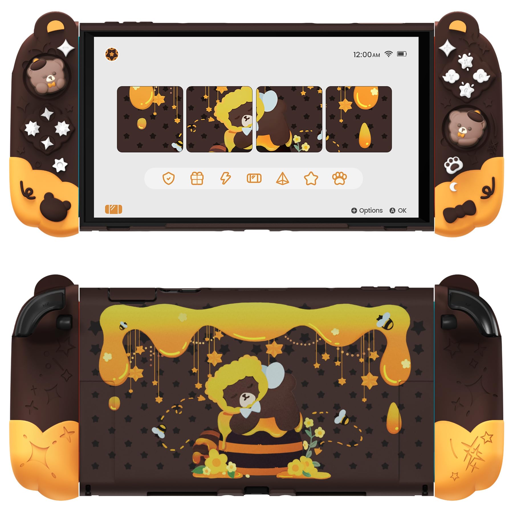 

PlayVital Switch 2 Dock Compatible Protective Cover Switch 2 Dock Compatible Switch 2 Cute Silicone Grip Bear Stick Cover Included Goodnight Bear