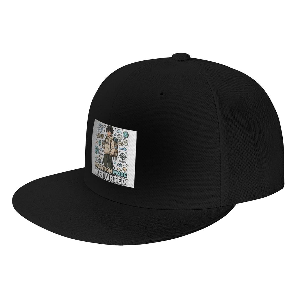 Fashion Vacation Mode Activated Travel Art Flat Brim Sun Hat Denim Baseball Cap Sun Caps