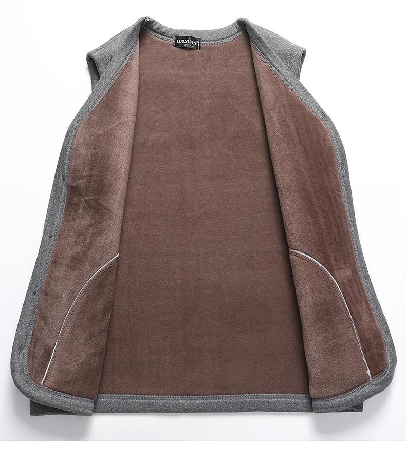 Чоловічий зимовий бавовняний жилет великого розміру - Потовщений оксамитовий жилет для чоловіків середнього та похилого віку