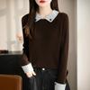 Collarless Long-sleeved Business-style Sweater with Soft and Comfortable Texture, Suitable for All Seasons and Versatile for Various Occasions.