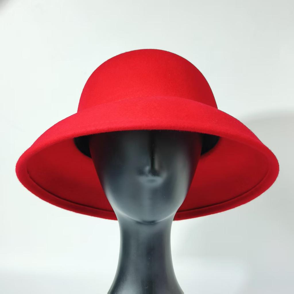 Woman Fisherman Hat Autumn Winter Pure Wool Pearl Wool Hat French Hepburn Retro Elegant Felt Hat Church Hat Dome Fishermen Hat