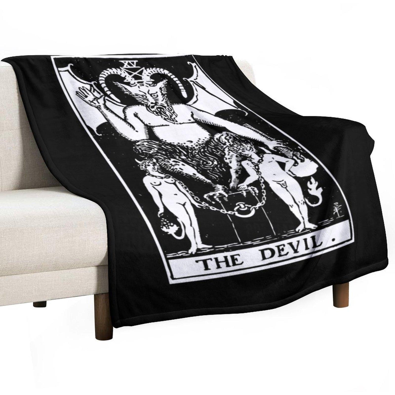 

Tarot Card : The Devil black & white Throw Blanket blankets ands For Sofa Thin Vintage Plaid on the sofa Blankets 30x40in