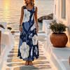 Bohemian Floral Sleeveless A-Line Maxi Tank Dress,Loose Fit Cotton Vacation Dress for Beach,Casual Parties Versatile Daily Wear
