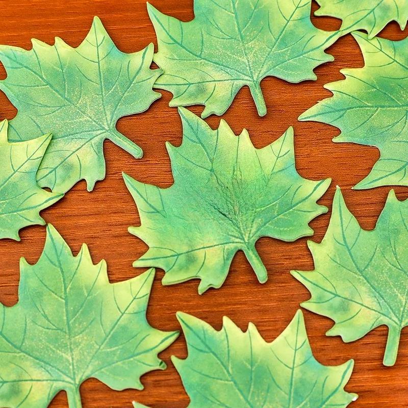 30Sheets Green Leaves Memo Pads Simple Scrapbooking Sticker School Supplies Post Sticky Notes Office Stationery