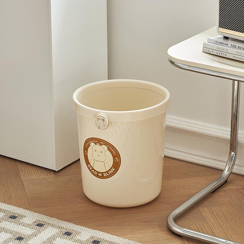 

Cream Style Open Trash Can for Living Room, Bedroom, or Bathroom - Large, Transparent, and Coverless Design Little Bear Trash Can білий/вершковий