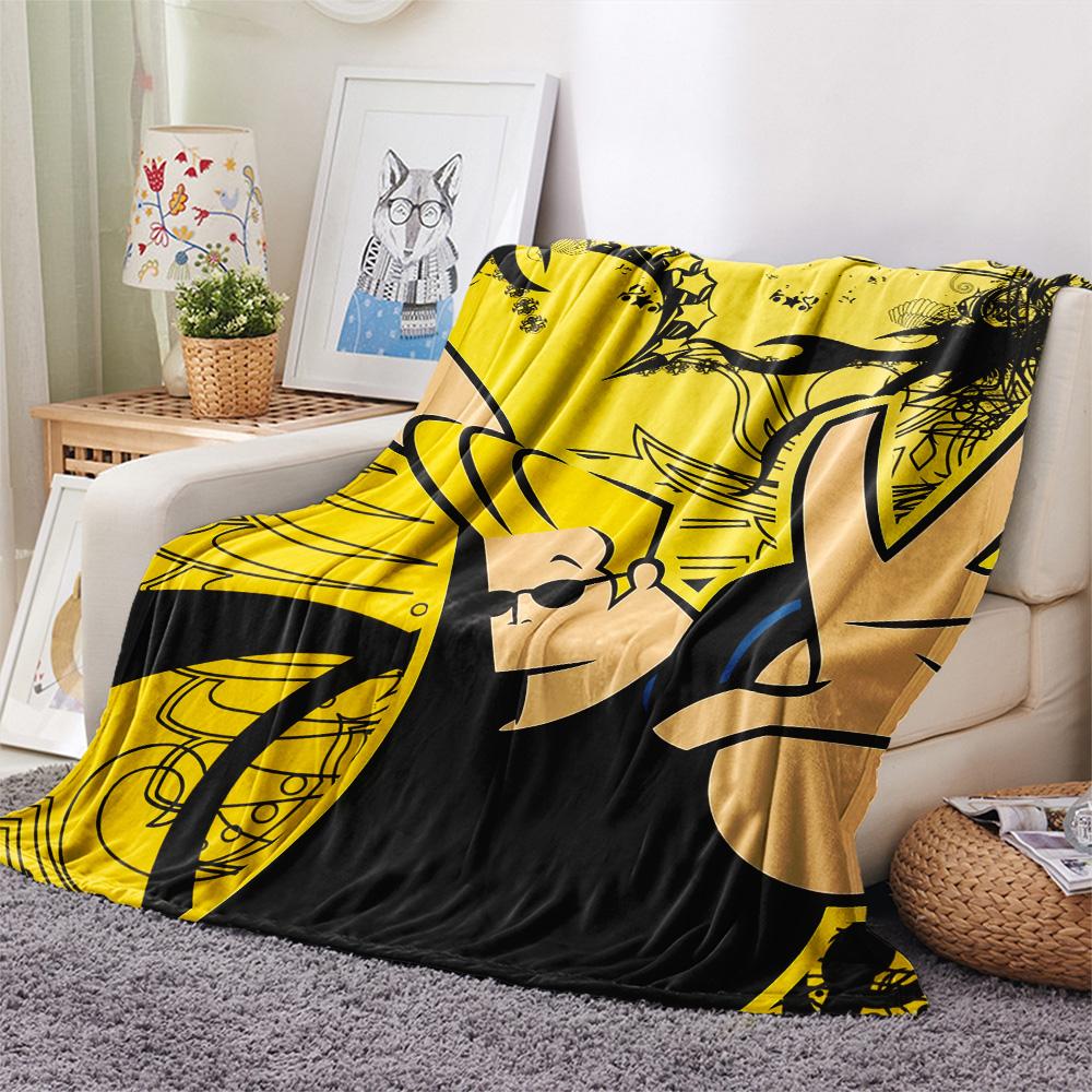 Coperta in Flanella con Stampa di Johnny Bravo, Alta qualità, Confortevole per Tutte le Stagioni, Arredamento per la Casa, Calore e Comfort