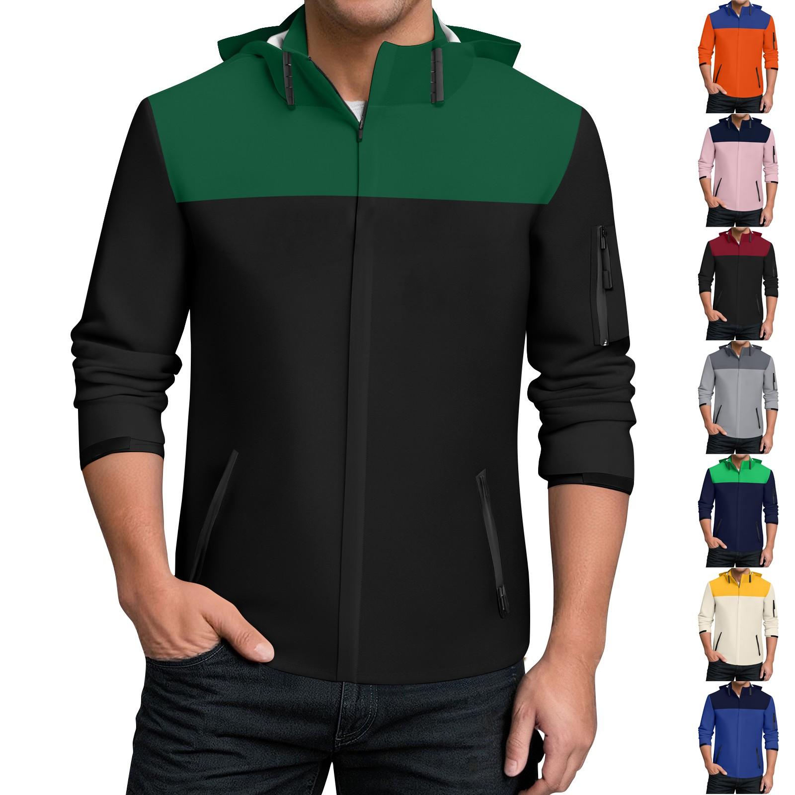 

Rain Jacket Men Waterproof Windbreaker, Lightweight Hooded Raincoat For Daily Casual S