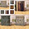 Rustic Curtain Shower Wood Barn Door Pattern Bath Curtain Waterproof With Hooks