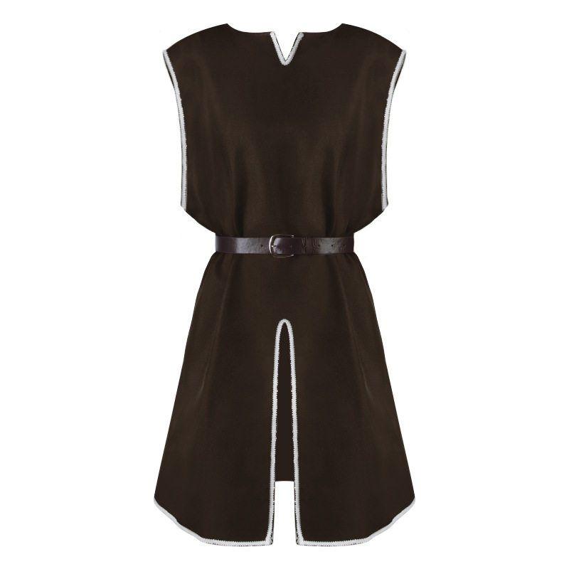 European and American Amazon New Halloween Men's Pullover Loose Robe Medieval Men's Round Neck Belted Robe Outerwear