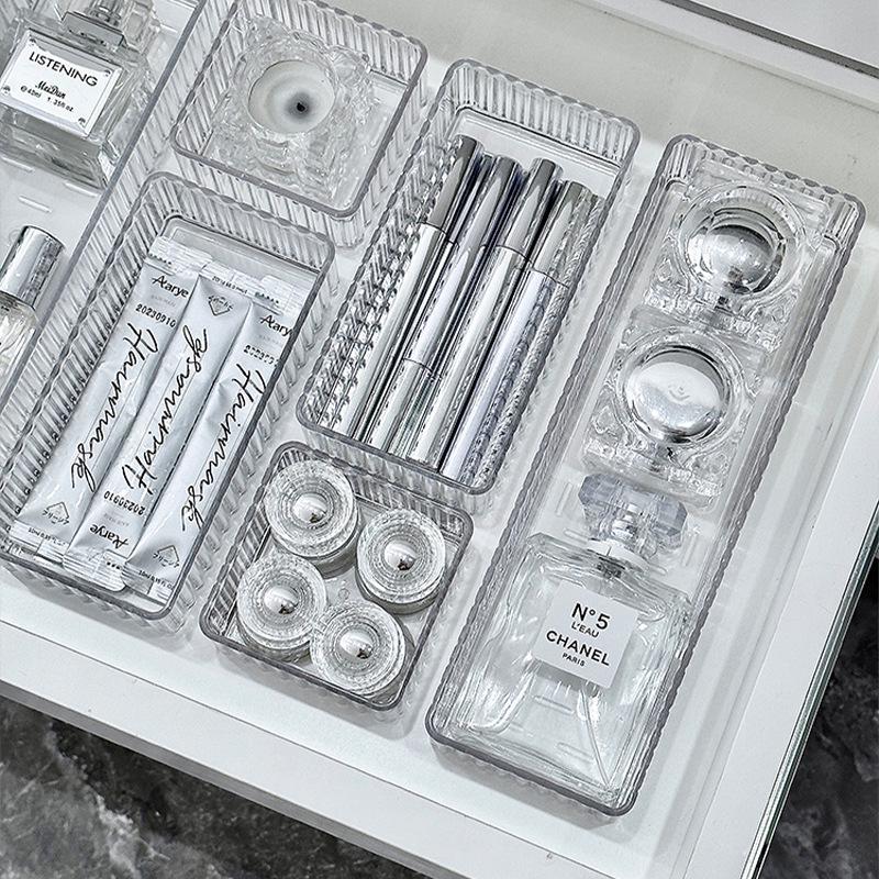 Acrylic Desk Organizer with Built-in Stationery Holder for Cosmetics